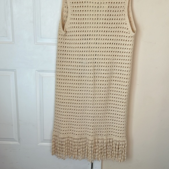 Handmade crouched open Cardigan Fringe trim Sleeves Size L - Picture 4 of 10